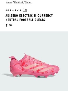 ADIZERO ELECTRIC II CURRENCY FOOTBALL CLEATS |NWOB| Sz M8.5:W9.5 | Pink Fusion